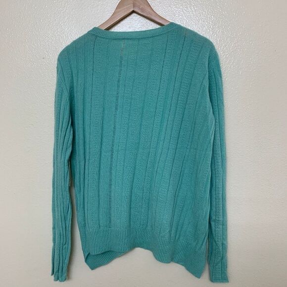 Inhabit Women's Asymmetrical Ribbed Cashmere Sweater Medium in Aloe Green $385 - Picture 3 of 6